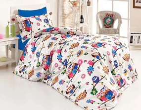 Lenjerie de pat dublu bumbac bufnite Premium Ranforce / 200x220 cm dimensiune standard