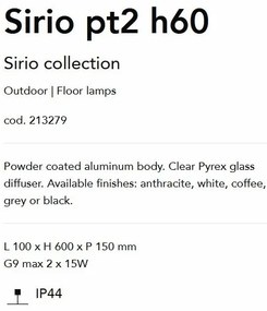 Stalp de iluminat exterior IP44 SIRIO PT2 H60 COFFEE