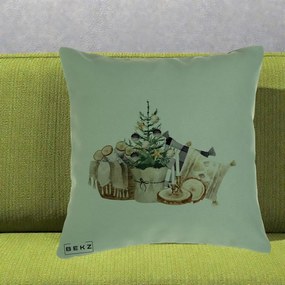 Perna Decorativa Colt Cozy de Craciun Boho, 40x40 cm, Verde, Husa Detasabila, Perna Inclusa, BEKZ®