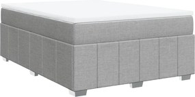 vidaXL Pat continental cu saltea, gri deschis, 160x200 cm, textil