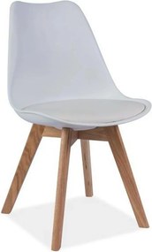 Scaun KRIS, alb/stejar, polipropilena/piele ecologica/lemn, 49x43x83 c