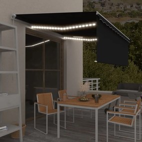 Copertina retractabila manual cu storLED, antracit, 4,5x3 m Antracit, 4.5 x 3 m