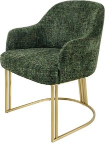 Set 2 scaune, Stofa Chenila, Verde inchis, Metal, Auriu, EXTRAVAGANCIA