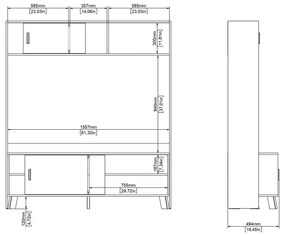 Set TV alb-în culoare naturală cu aspect de lemn de stejar 159x181x48 cm Ikast – Tvilum