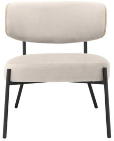 Fotoliu cu taburet crem cu tapițerie din catifea Jerry – Støraa