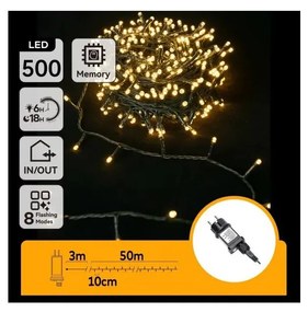 Aigostar - Ghirlandă LED de Crăciun pentru exterior, 500 LED, 6W, 230V, 50 m, IP44, alb cald