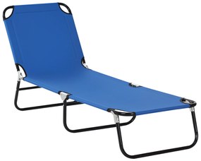 Outsunny Sezlong Pliabil de Gradina cu Spatar Ajustabil 5 Pozitii din Otel si Tesatura Oxford 188x56x28 cm Albastru | Aosom Romania