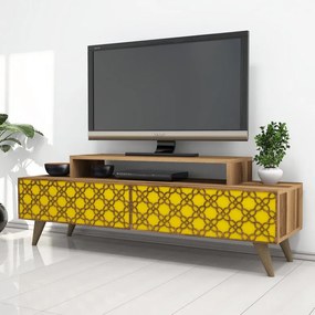 Comoda TV City - Walnut, Yellow