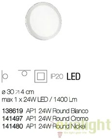 Aplica LED diametru 30cm, UNIVERSAL AP1 24W ROUND BIANCO 138619
