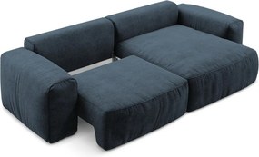 Colțar albastru închis extensibil cu tapițerie din chenille (cu colț pe partea dreaptă/cu șezlong) Kuki – Makamii