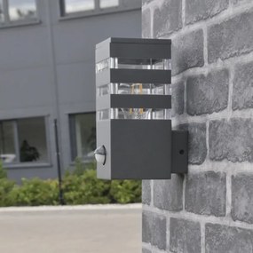 Aplica de perete exterior TEKSAS 1xE27/12W/230V IP44 antracit cu senzor