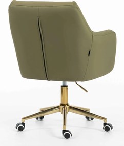 HR840K Scaun Khaki Piele Ecologica Premium Soft cu Bază Aurie