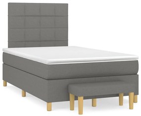 vidaXL Pat box spring cu saltea, gri închis, 120x190 cm, textil