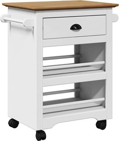 vidaXL Cărucior de bucătărie „BODO” alb și maro 67,5x45x80 cm