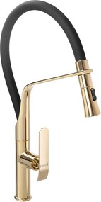 Baterie bucatarie cu dus extractibil Rea Castor negru - auriu