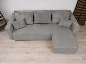 Canapea colt extensibila SMART COSARO gri deschis, cu colt bilateral + 2 perne CADOU