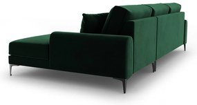 Coltar dreapta, Madara, Mazzini Sofas, 5 locuri, black legs, 254x182x90 cm, catifea, verde bottle