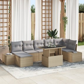 vidaXL Set de canapea de grădină de 8 piese cu perne bej din rattan
