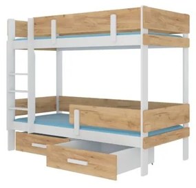 Pat Supraetajat Dublu ETIONA Cu Saltea Gri/Alb 90x200cm
