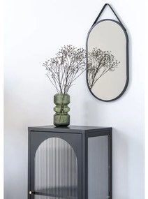 Oglindă Trapani oțel/piele artificială, neagră, 35x60