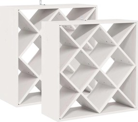 vidaXL Raft pentru vin 2 pcs Alb 62 x 25 x 62 cm Lemn de pin masiv