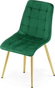 Scaun de dining SPLIT VELVET cu picioare aurii, verde