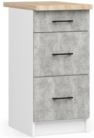 Dulap de bucătărie inferior Organo 40 3S (alb + beton). 1117547