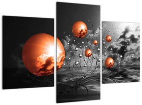 Tablou abstract - sfere portocalii (90x60cm)