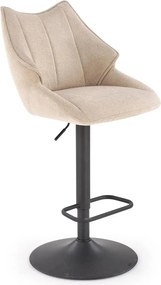 Scaun bar H122, bej/negru, stofa clasica/metal, 50x54x96/118 cm