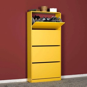 Dulap Pantofi Inalt Adore XL – Pantofar cu Adancime Slim (26 cm) pentru Hol, 4 Compartimente Rabatabile, Capacitate 24 Perechi