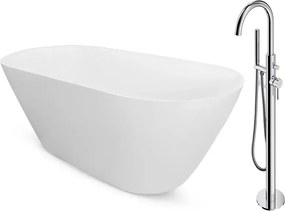 Pachet cada freestanding Besco Moya 170x72 cm alb si baterie cada Omnires Y crom