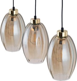 Lustră LED suspendată pe cablu SEBO 3xE27/15W/230V negru/bej fumuriu