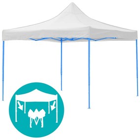 Pavilion alb 2,9m cu pereti laterali si geantă de transport