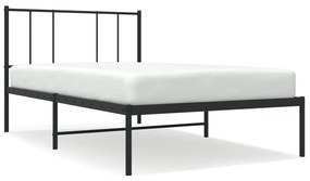 352472 vidaXL Cadru de pat metalic cu tăblie, negru, 90x190 cm