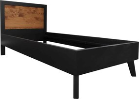 Pat lemn masiv Timeless 90x190 cm Negru