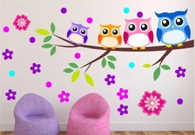 Autocolante frumoase pentru camera copiilor - bufnițe înțelepte 50 x 100 cm