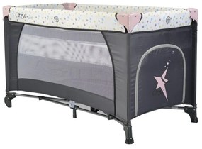 Patut pliant transformabil in tarc copii NOVOKIDS™ Little Star NEST, 60X120 cm, 2 Niveluri, Pliabil, Cu geanta transport inclusa, Fermoar acces