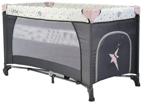 Patut pliant transformabil in tarc copii NOVOKIDS™ Little Star NEST, 60X120 cm, 2 Niveluri, Pliabil, Cu geanta transport inclusa, Fermoar acces