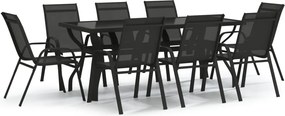 vidaXL Set mobilier de grădină, 9 piese, negru