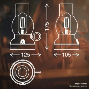 Brilo - Lampă de masă LED KANEA pentru exterior, reîncărcabilă, cu dimmer, LED 1,5W/5V, IP44, 1200mAh, antracit
