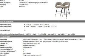 Set de 2 scaune de bar design modern Cliff, H-92,5cm greige 113712 HZ