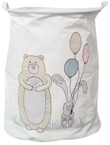 Cos pentru jucarii si rufe cu imprimeu BEAR 35x45 cm, alb