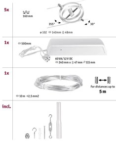Paulmann 94436 - Set 5x GU5,3/10W spot CARDAN 230V crom mat satinat