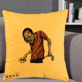 Perna Decorativa Halloween Zombie Infricosator, 40x40 cm, Galben, Husa Detasabila, Perna Inclusa, BEKZ®