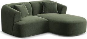 Colțar verde cu tapițerie din catifea (cu colț pe partea dreaptă/cu șezlong) Campi – Cosmopolitan Design