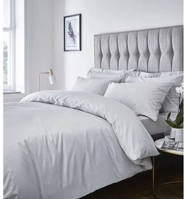 Lenjerie gri pentru pat dublu 200x200 cm Satin Stripe - Catherine Lansfield