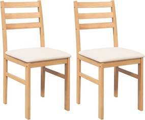 vidaXL Scaune de sufragerie cu perne 2 buc din cauciuc din lemn masiv