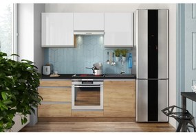 Mobilier de bucătărie MARINA 180 cm, stejar craft/alb lucios