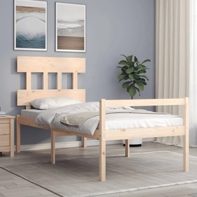 3195406 vidaXL Cadru de pat cu tăblie, 100x200 cm, lemn masiv