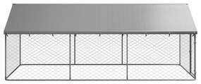 Padoc pentru caini de exterior, cu acoperis, 400x200x150 cm
